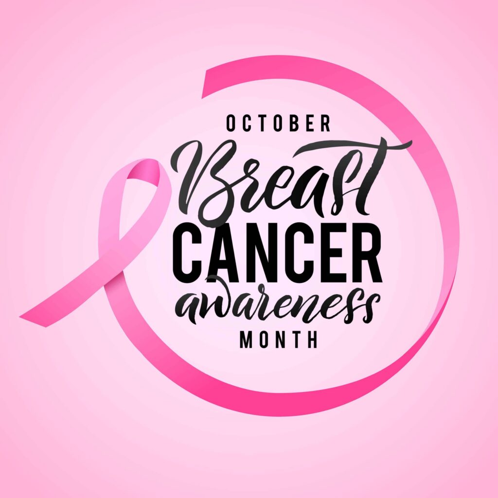Pink flier for National Breast Cancer Awareness month - October.