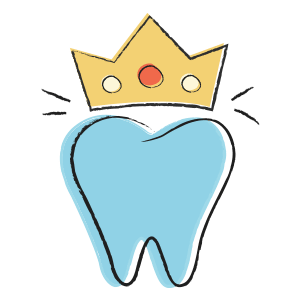 icon illustration of large tooth with crown on top